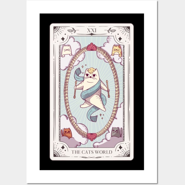 The World Tarot Cute Cats Tarot Wall Art by TayaDesign